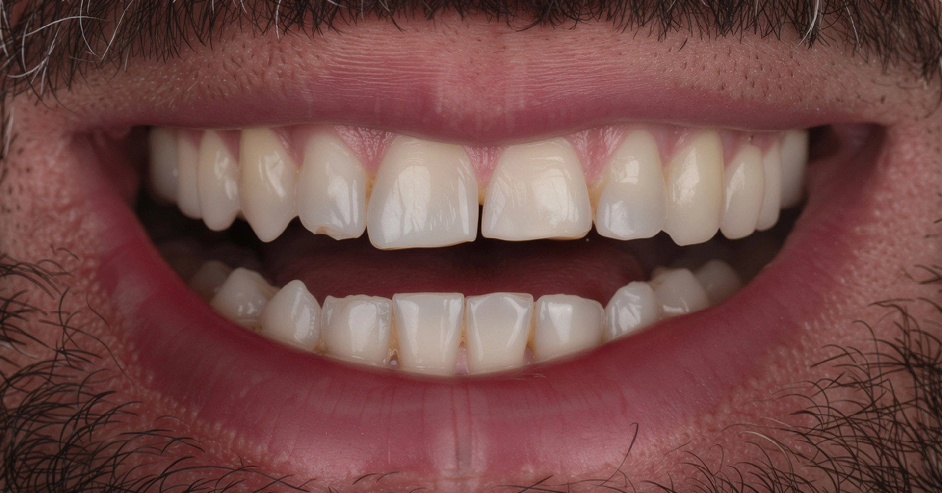 Before veneers – teeth with cosmetic imperfections