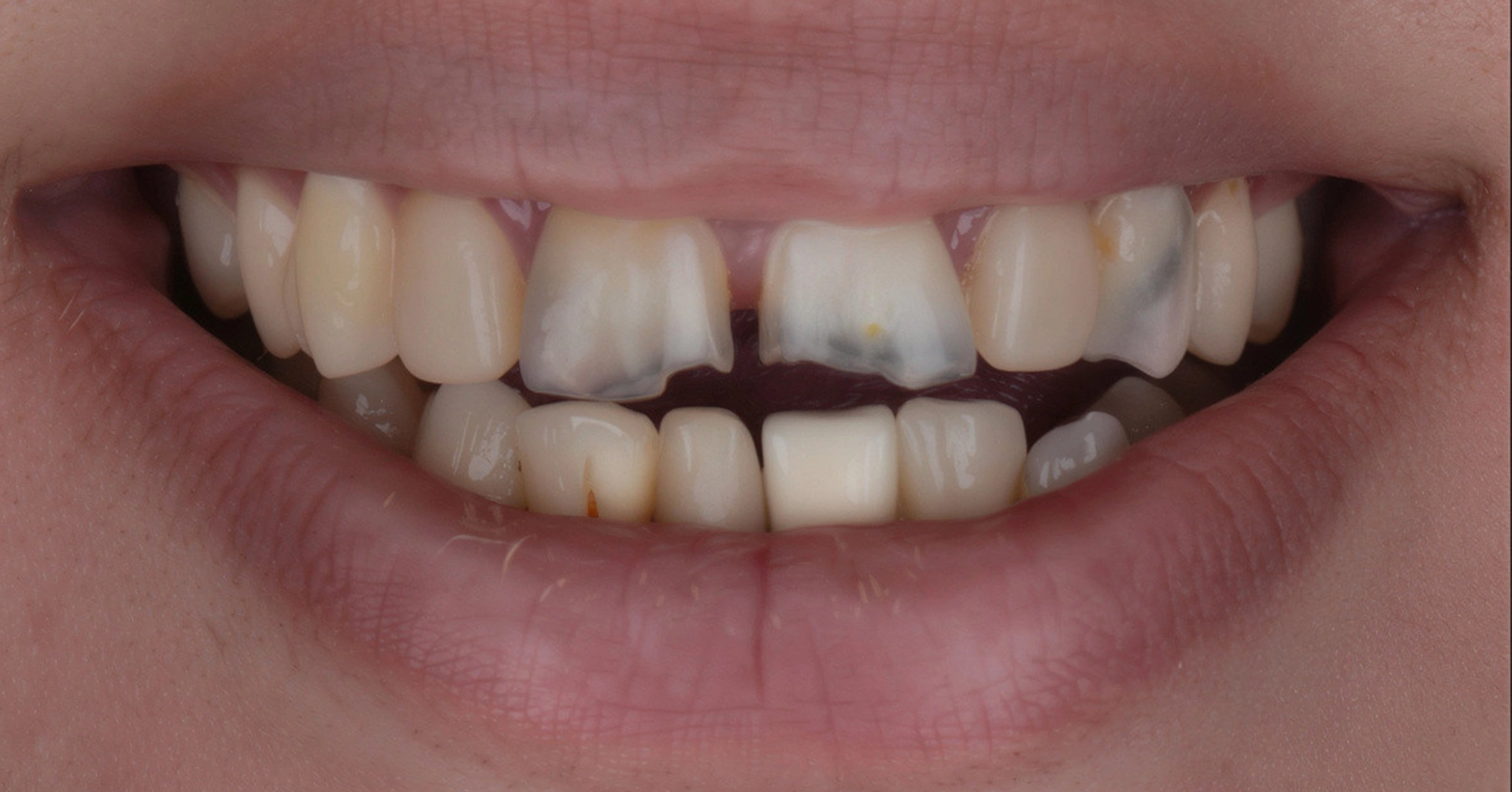 Before veneers – teeth needing cosmetic evaluation
